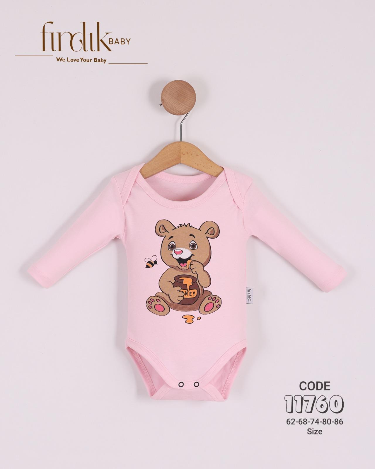 FINDIK BABY UNİSEX BEBEK AYICIK BASKILI BODY