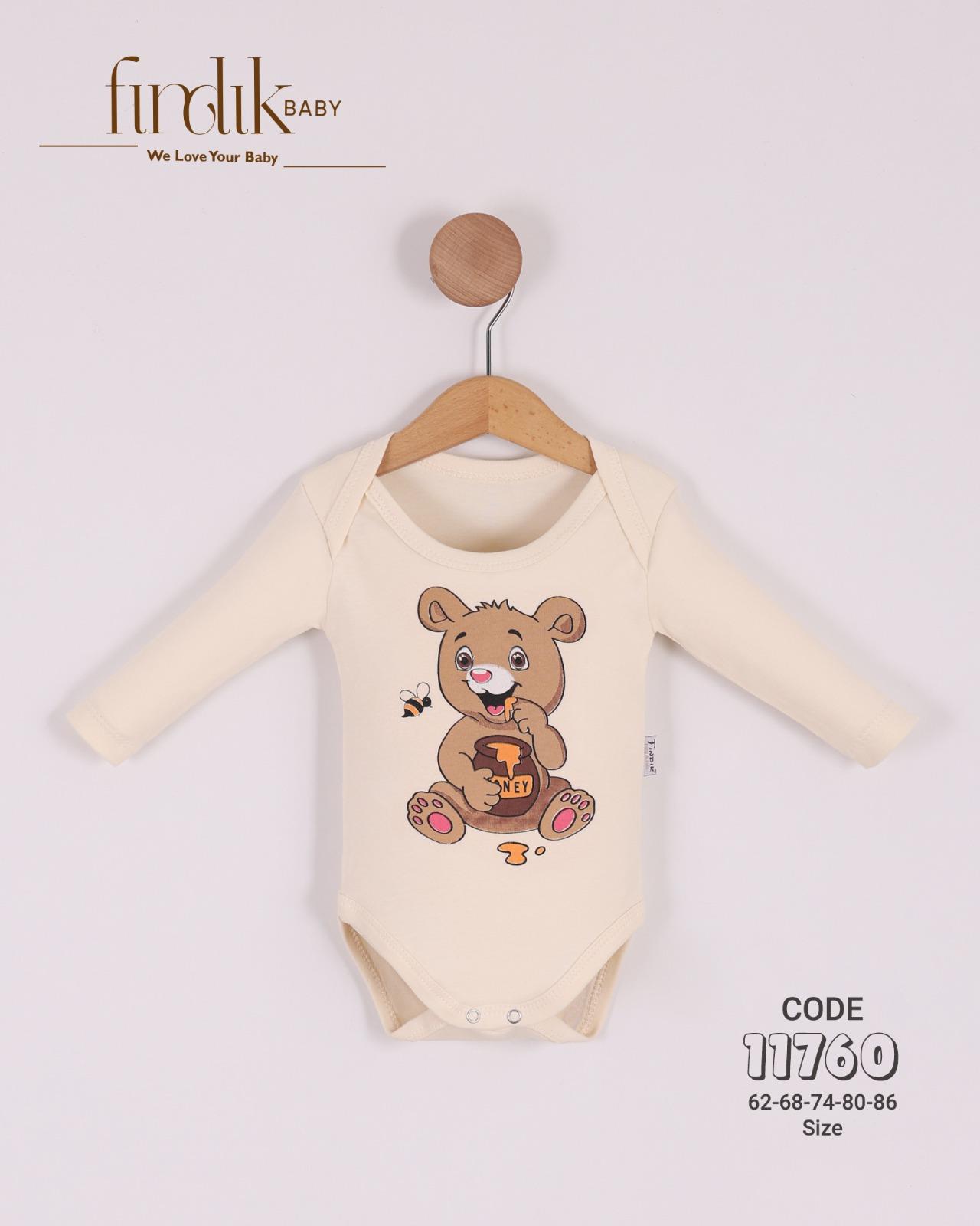 FINDIK BABY UNİSEX BEBEK AYICIK BASKILI BODY