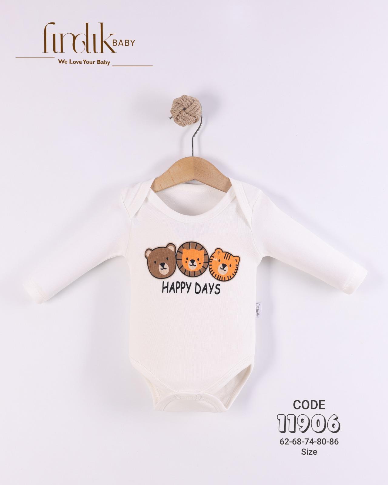 FINDIK BABY UNİSEX BEBEK AYICIK BASKILI BODY