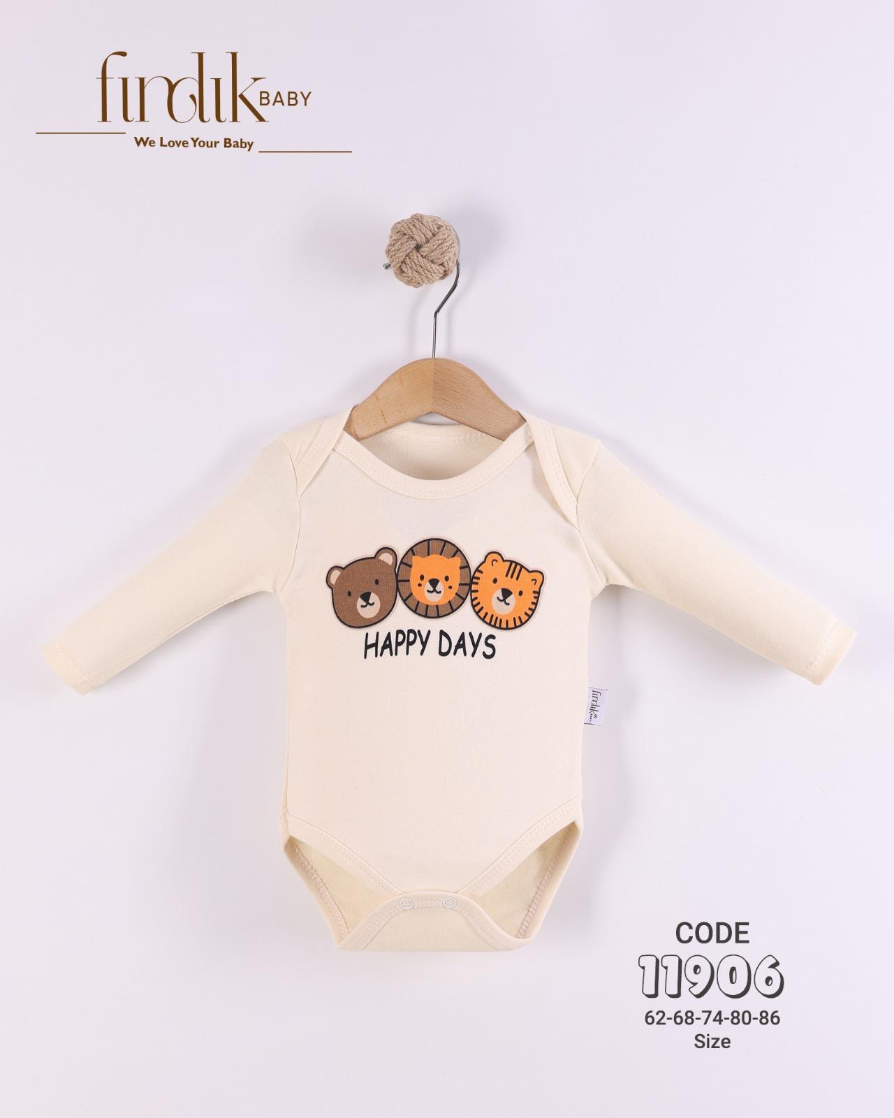 FINDIK BABY UNİSEX BEBEK AYICIK BASKILI BODY