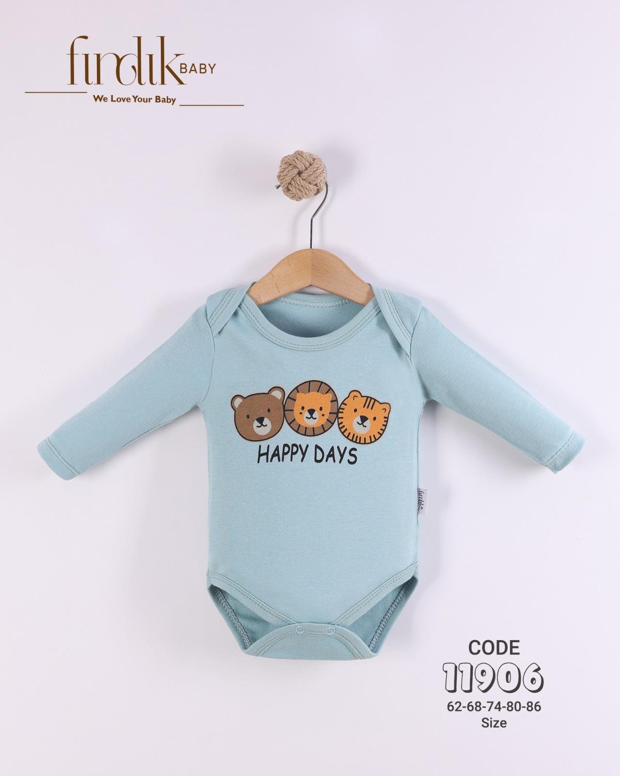 FINDIK BABY UNİSEX BEBEK AYICIK BASKILI BODY