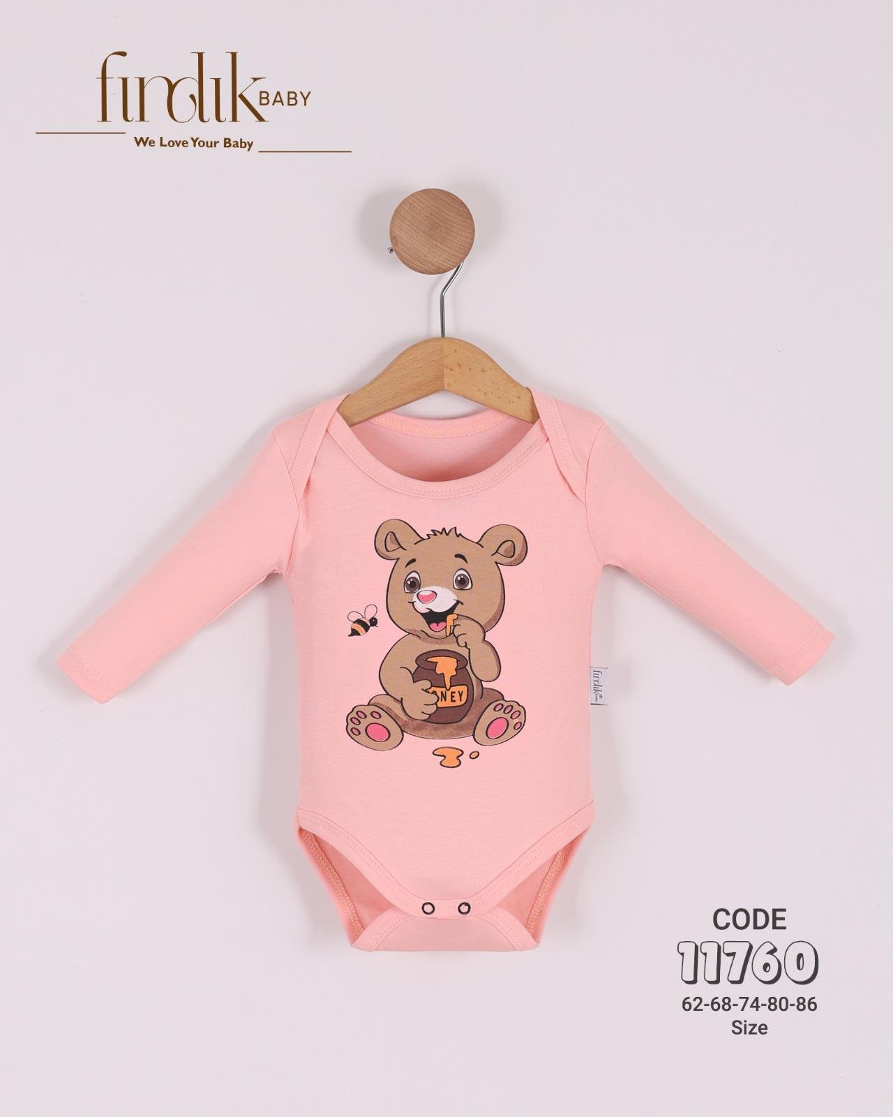 FINDIK BABY UNİSEX BEBEK AYICIK BASKILI BODY