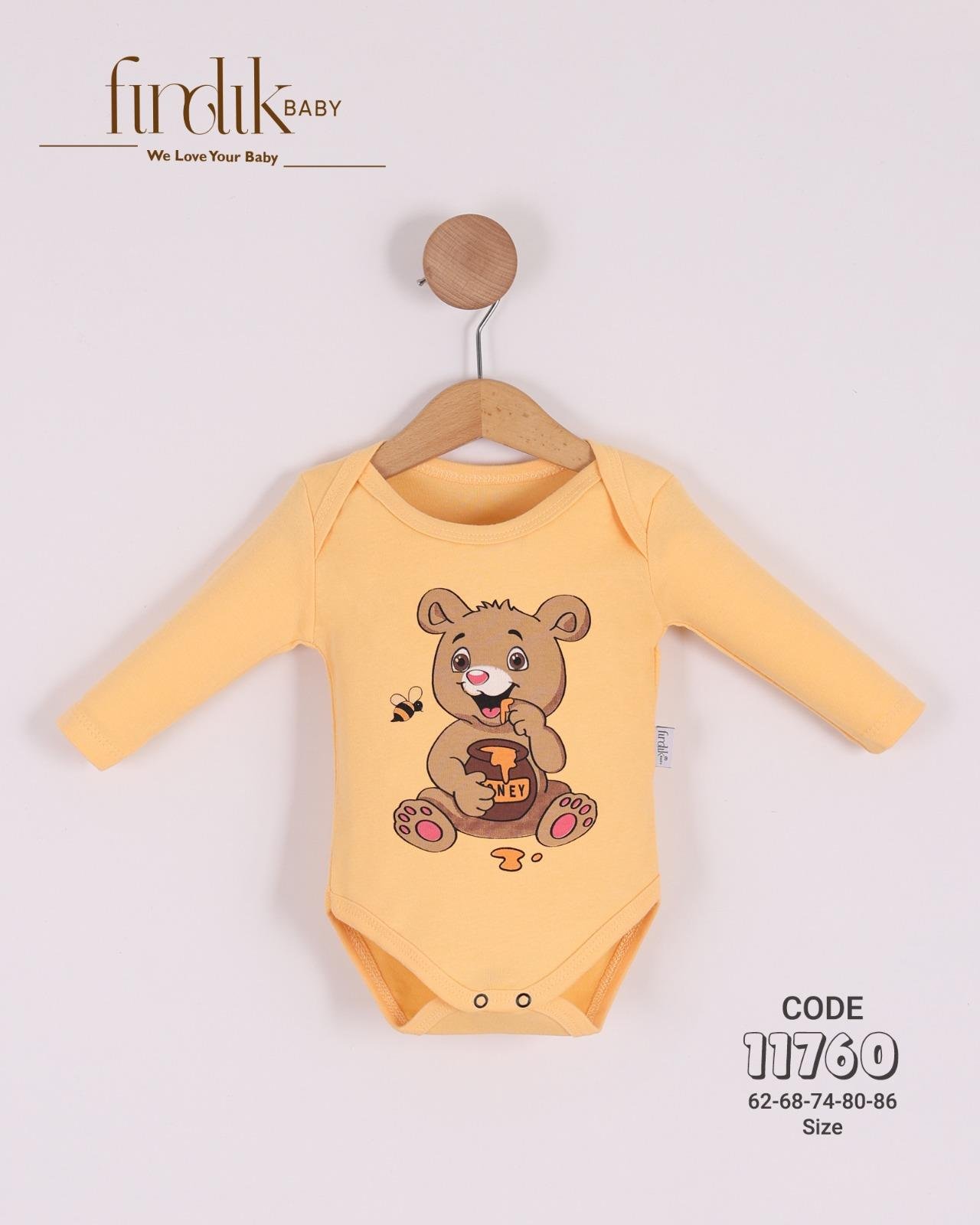 FINDIK BABY UNİSEX BEBEK AYICIK BASKILI BODY
