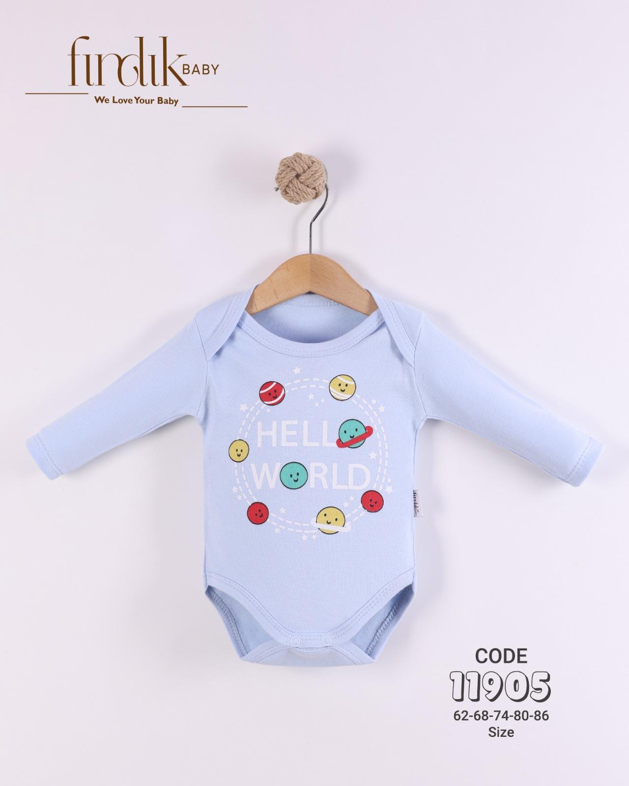 FINDIK BABY UNİSEX BEBEK GEZEGEN BASKILI BODY