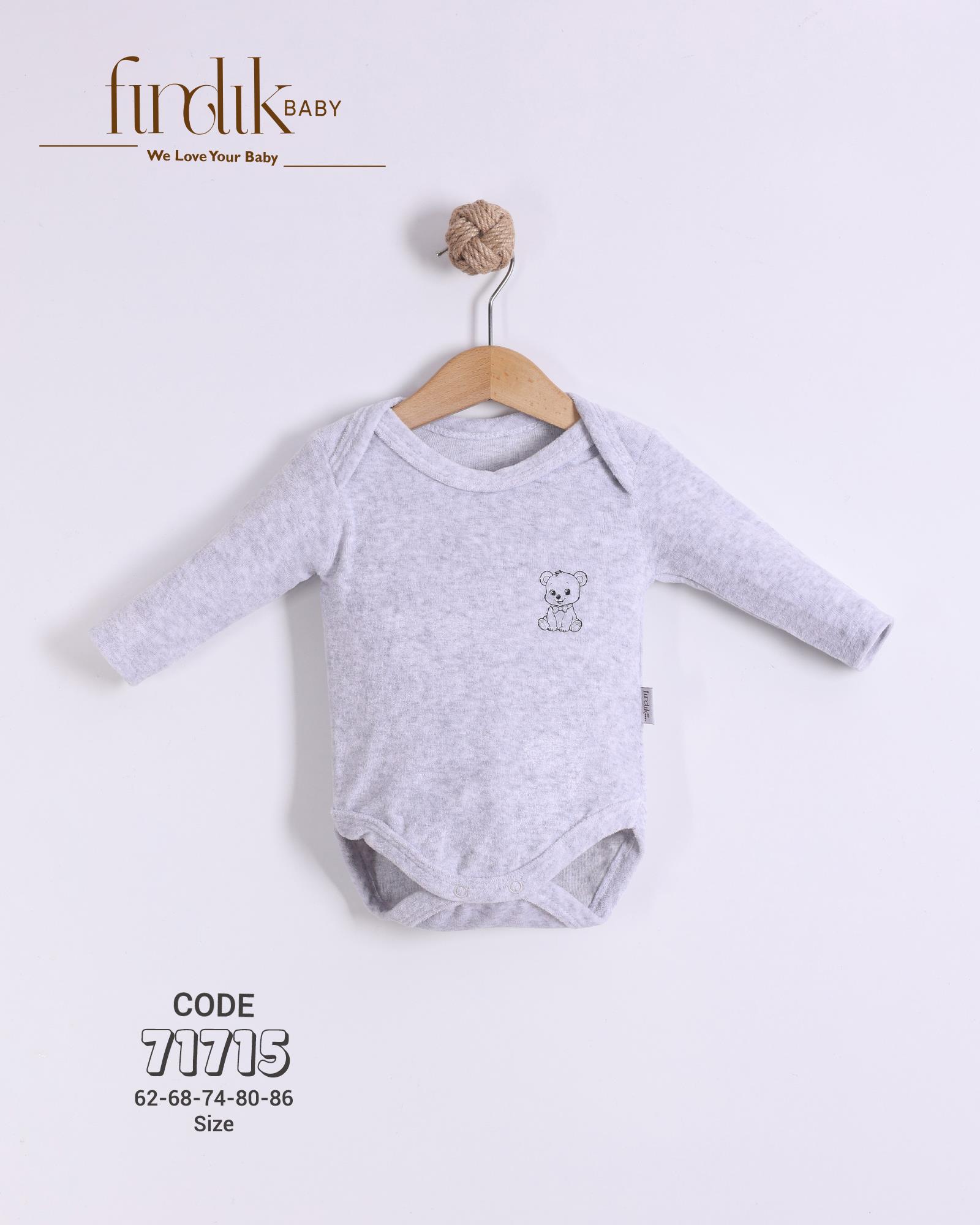 FINDIK BEBE UNİSEX KADİFE UZUNKOL BADİ