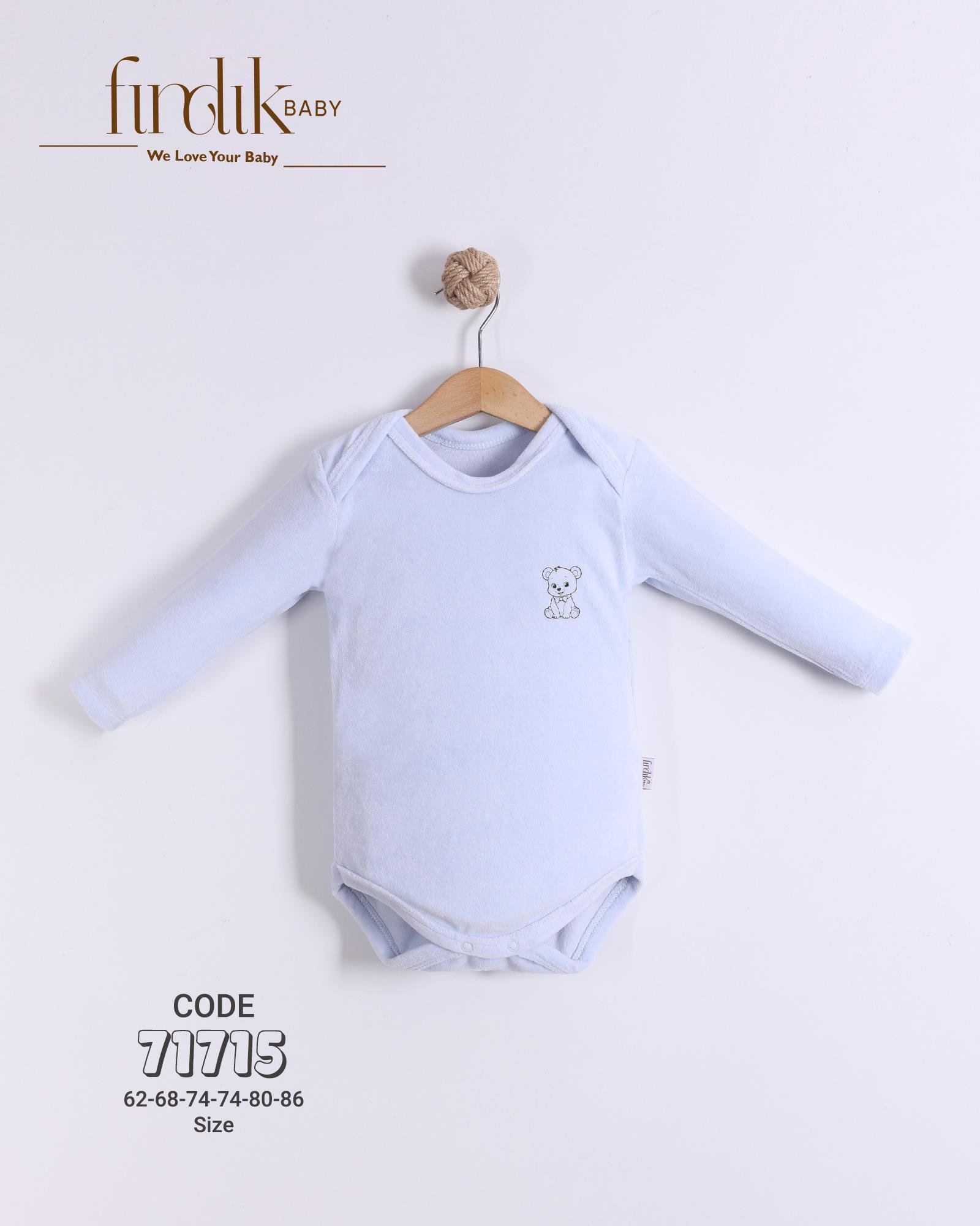 FINDIK BEBE UNİSEX KADİFE UZUNKOL BADİ