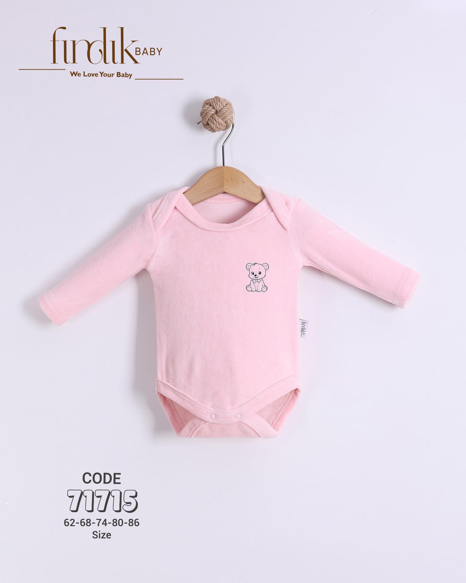 FINDIK BEBE UNİSEX KADİFE UZUNKOL BADİ