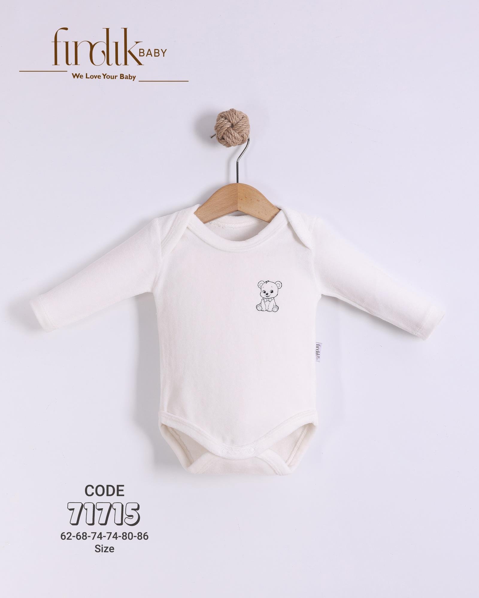 FINDIK BEBE UNİSEX KADİFE UZUNKOL BADİ