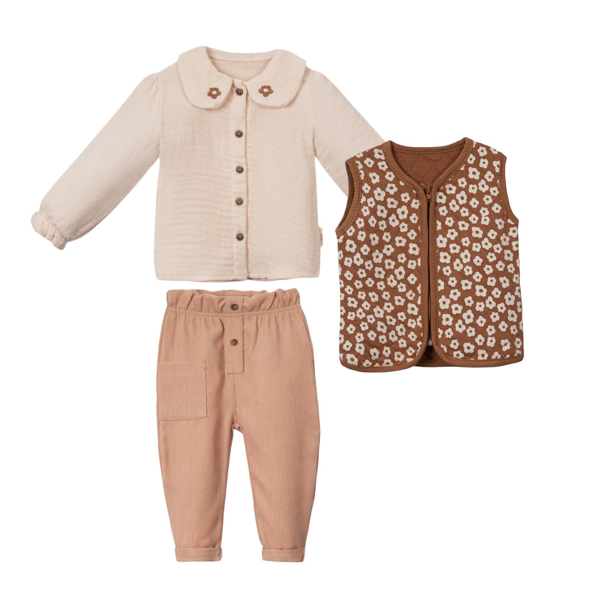 Flove Şişme Yelekli Kız Bebek Üçlü Takım