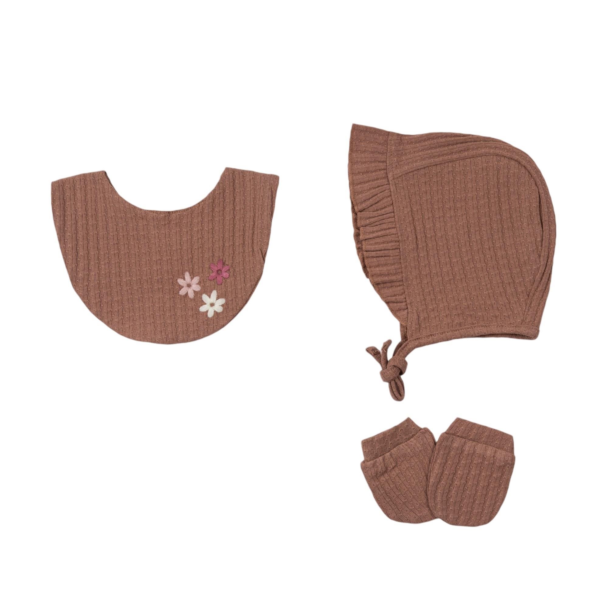 Furuna Çiçek Baskılı Kız Bebek Hastane Çıkışı Beşli Set