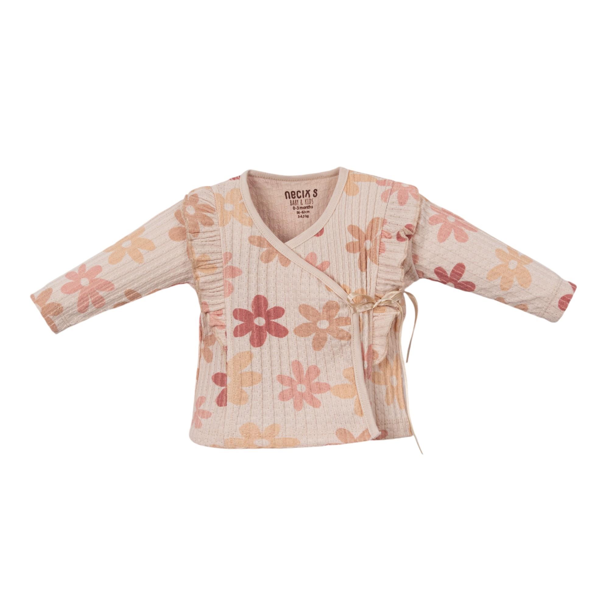 Furuna Çiçek Baskılı Kız Bebek Hastane Çıkışı Beşli Set