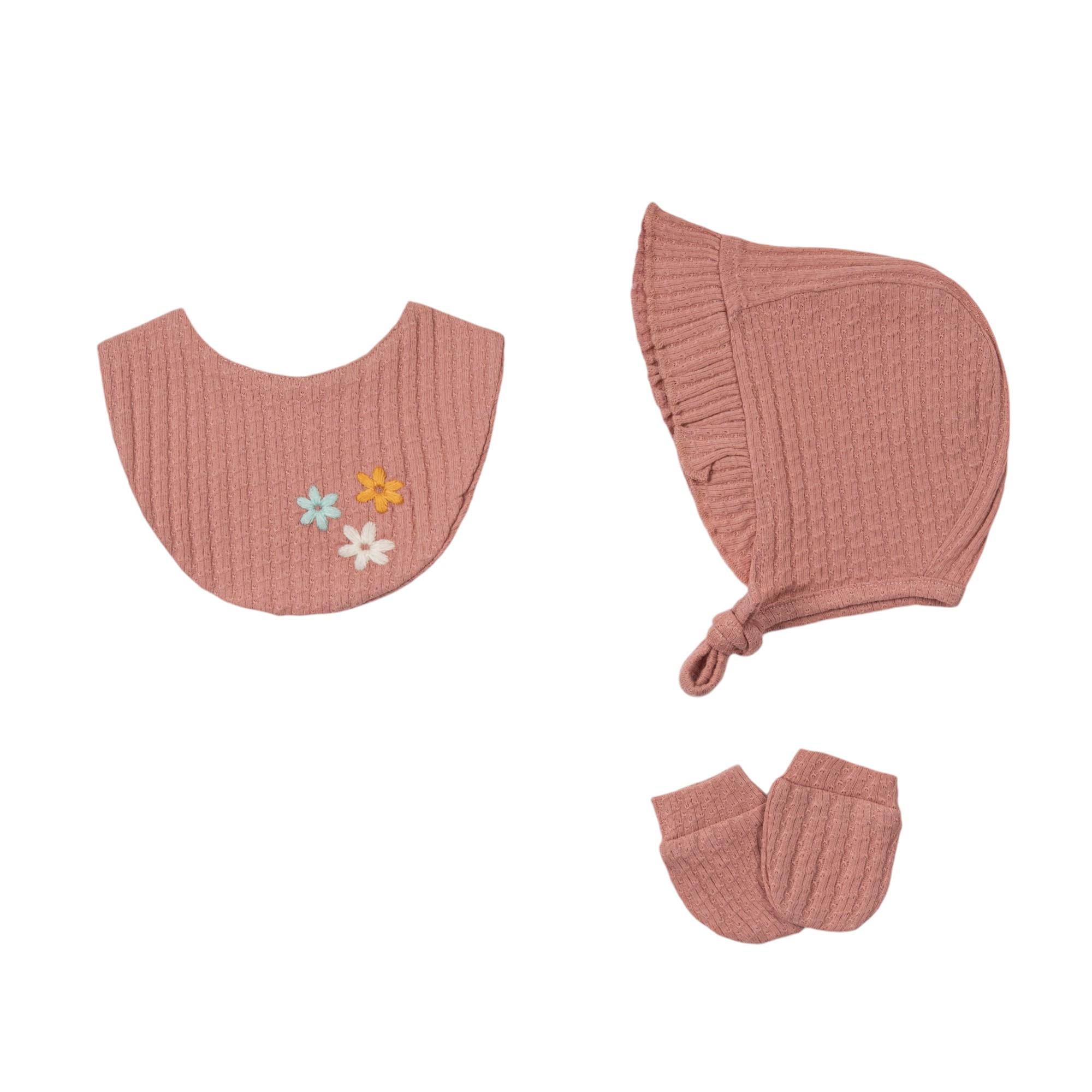 Furuna Çiçek Baskılı Kız Bebek Hastane Çıkışı Beşli Set