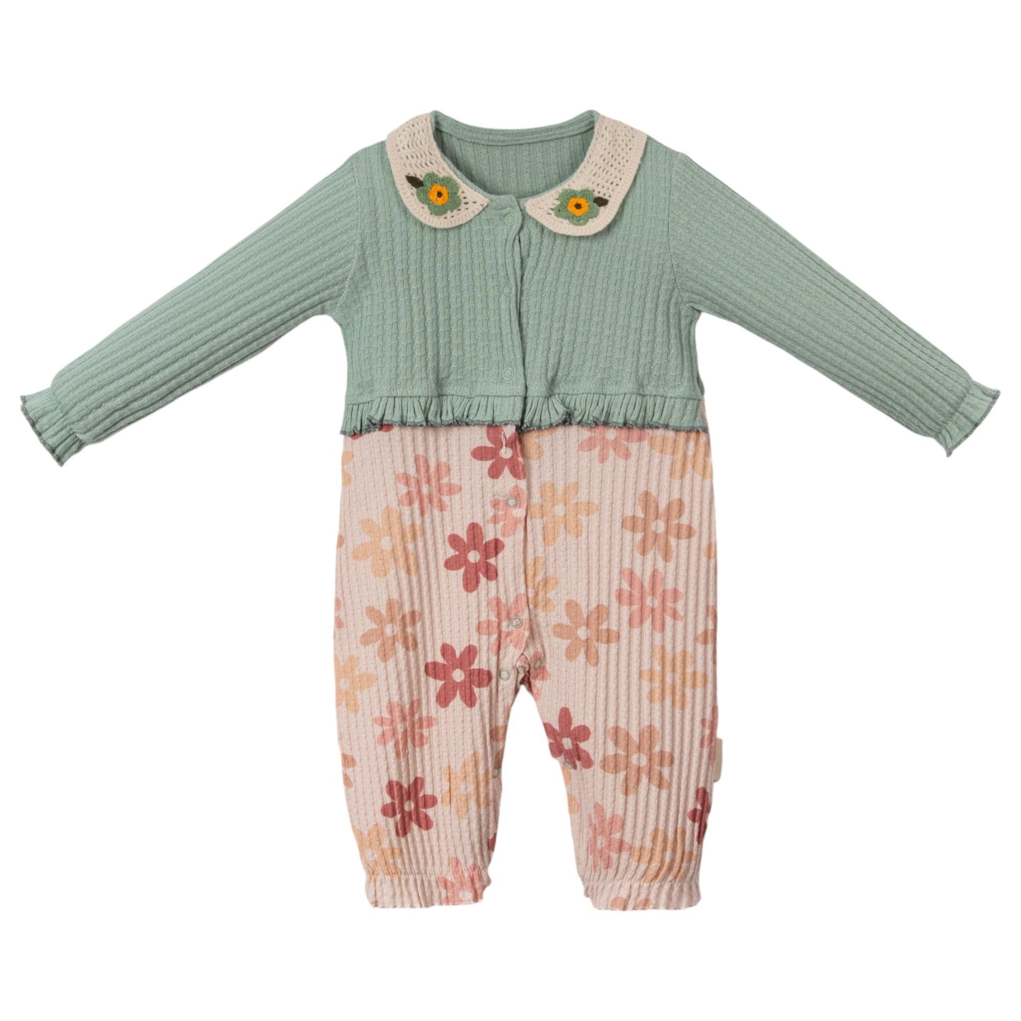 Furuna Çiçek Baskılı Kız Bebek Tulum