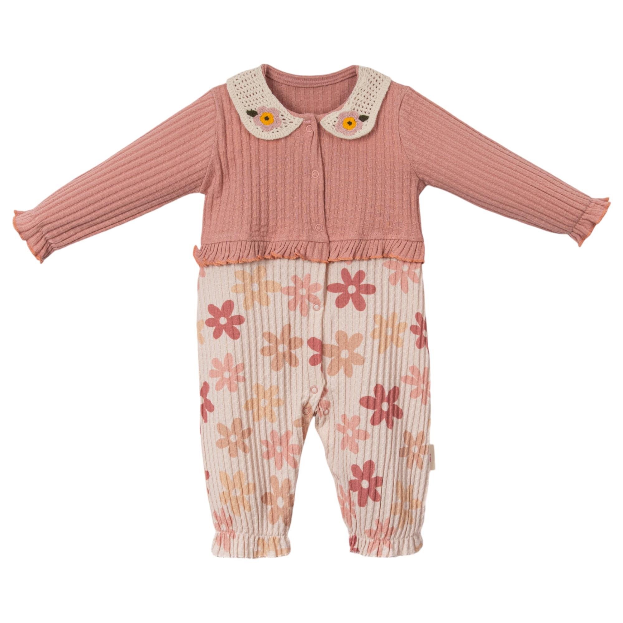 Furuna Çiçek Baskılı Kız Bebek Tulum