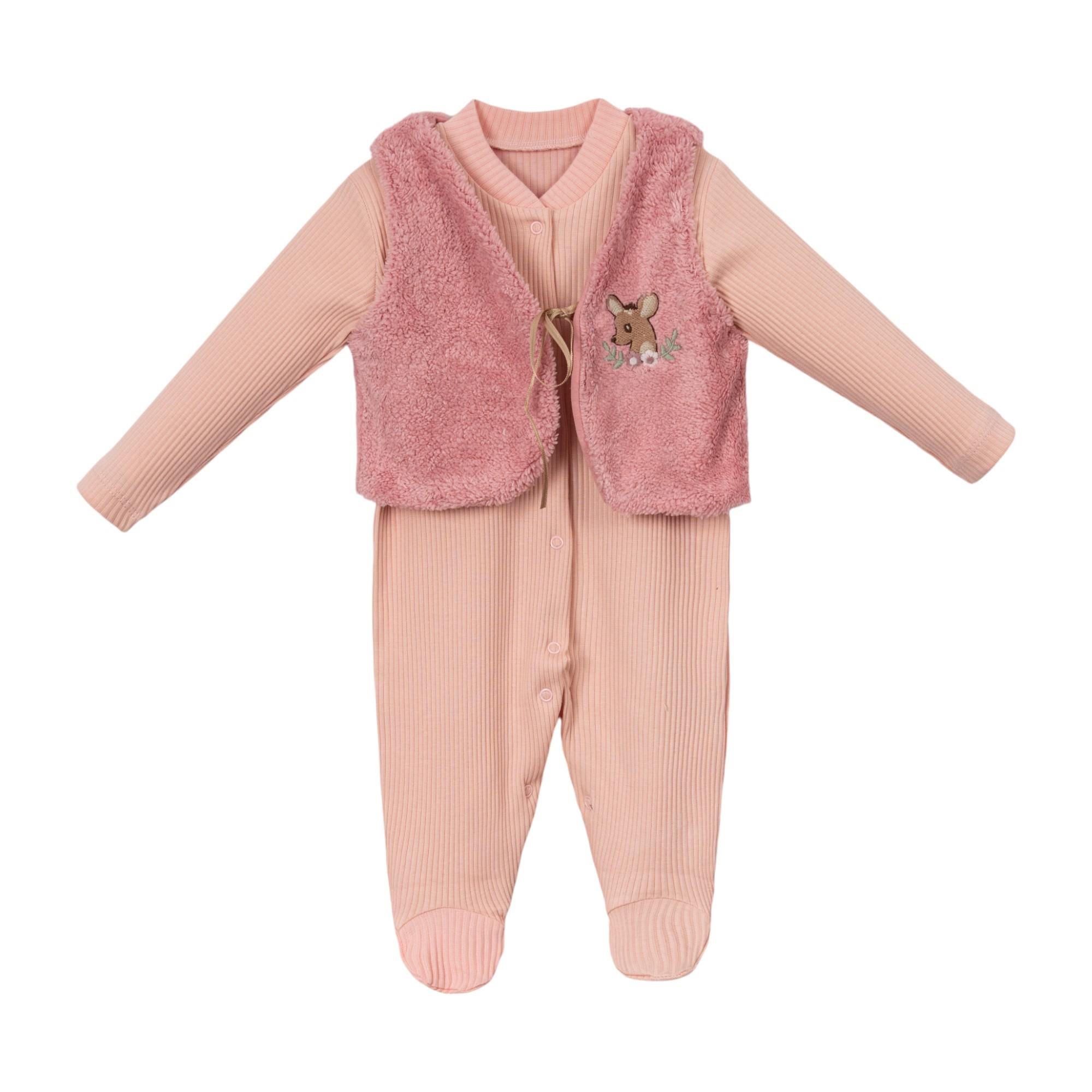 Geyik Nakış Yelekli Erkek Bebek Tulum