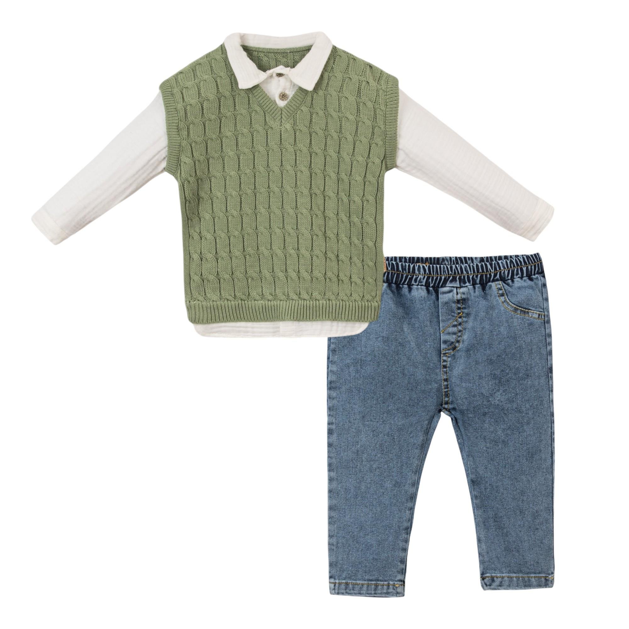 Gömlekli Triko Erkek Bebek İkili Takım