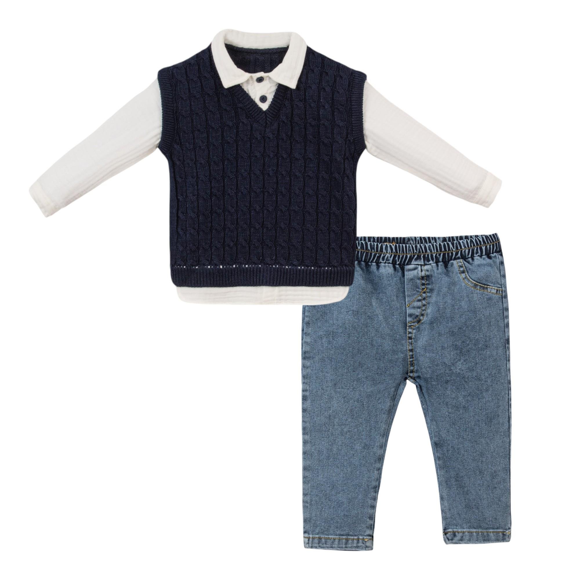 Gömlekli Triko Erkek Bebek İkili Takım