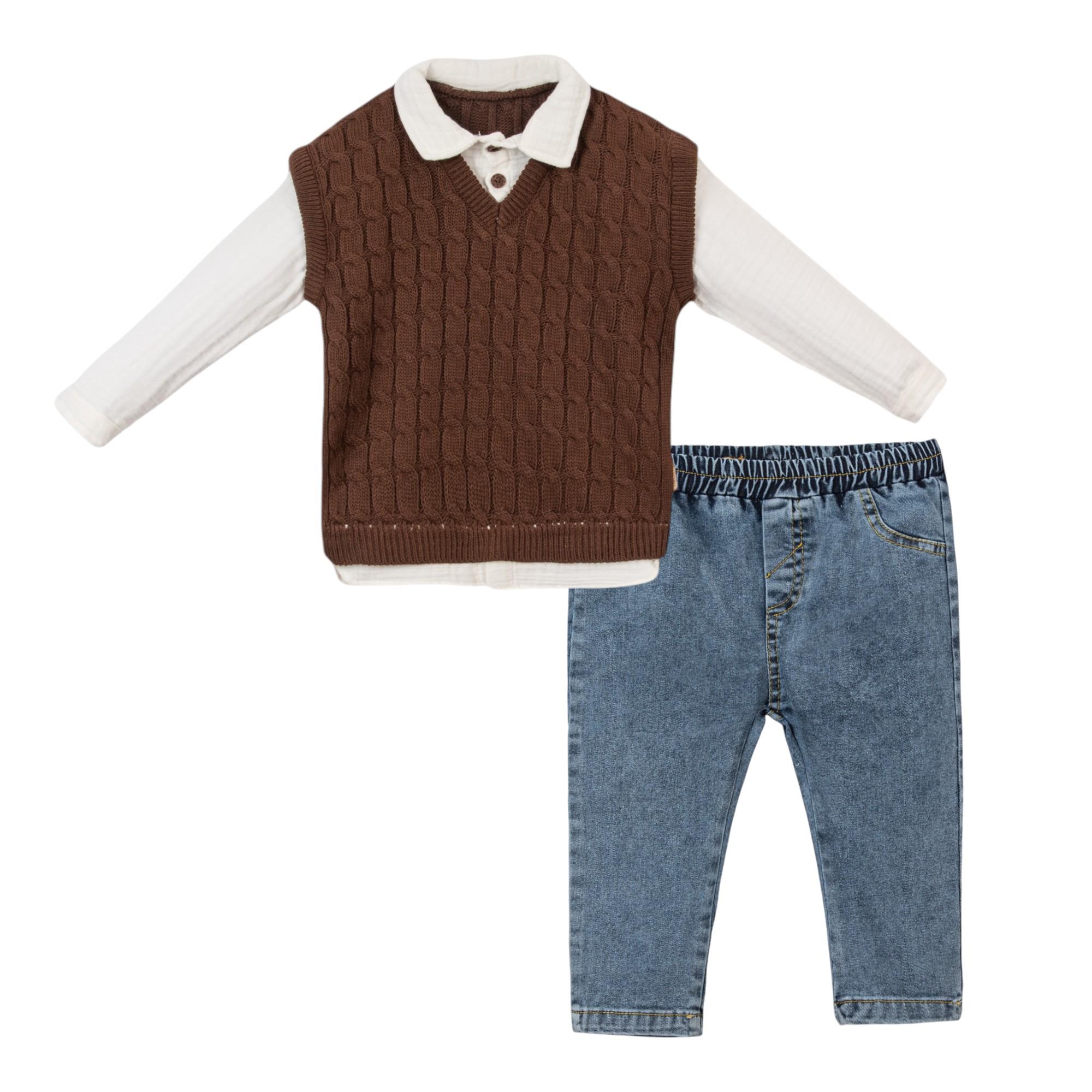 Gömlekli Triko Erkek Bebek İkili Takım