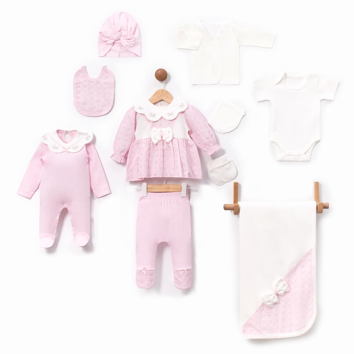 Güpürlü Kız Bebek Onlu Hastane Çıkış Seti
