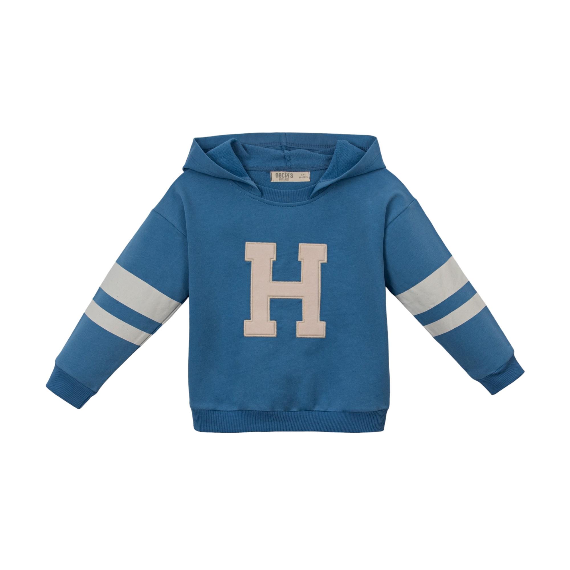 H Baskılı Kapüşonlu Erkek Bebek İkili Takım