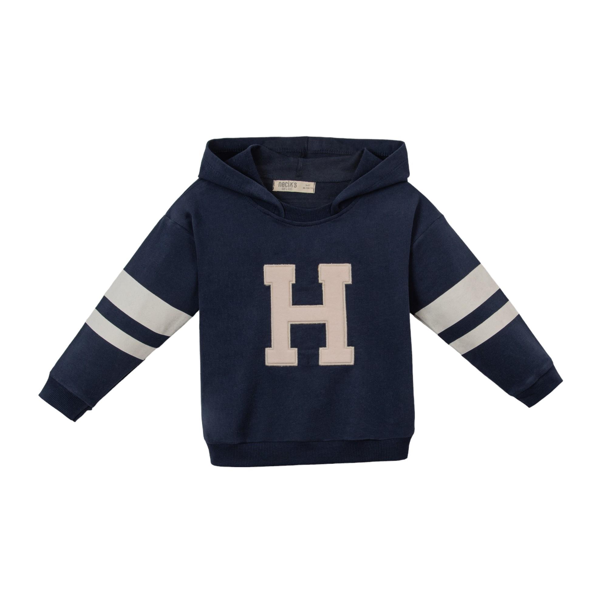 H Baskılı Kapüşonlu Erkek Bebek İkili Takım