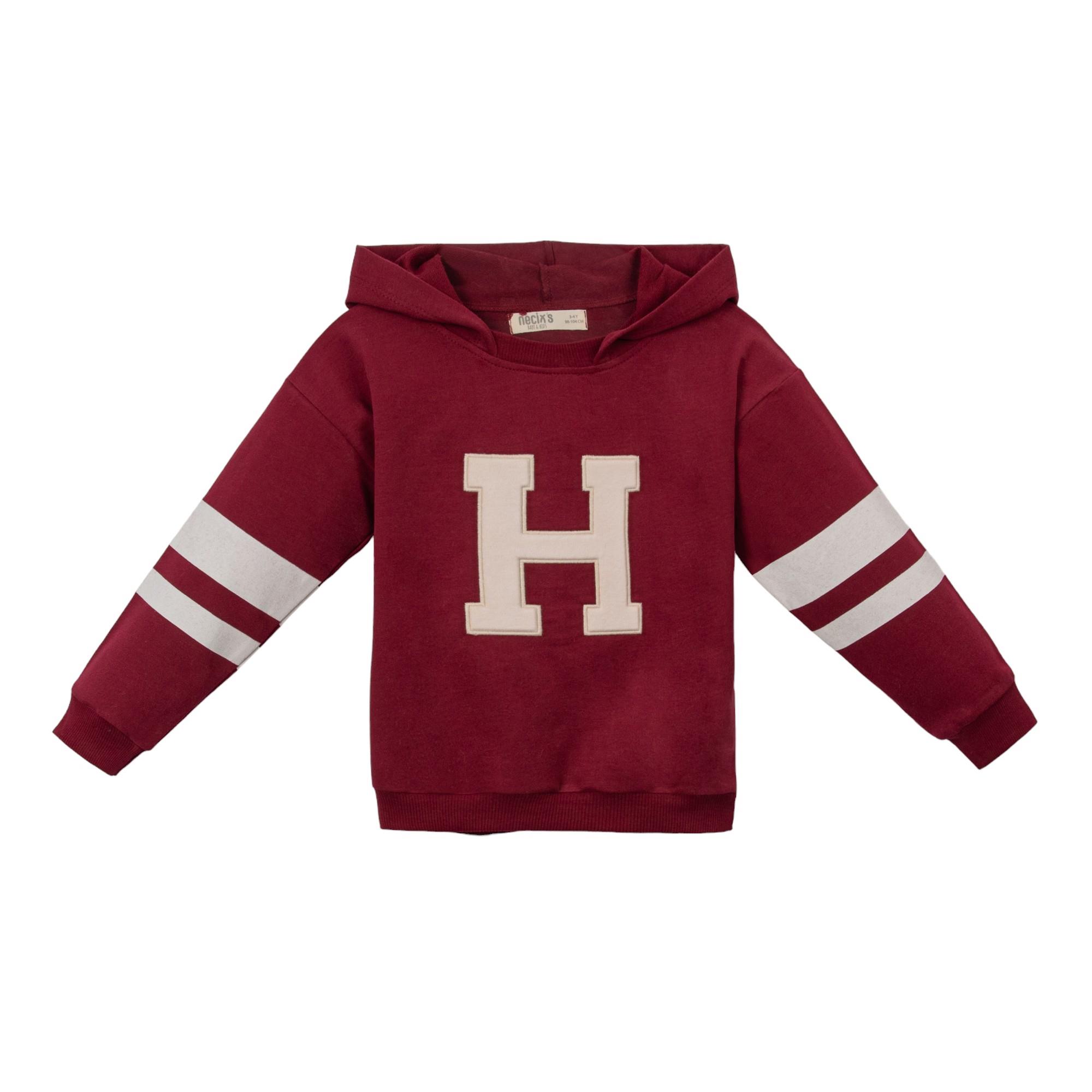 H Baskılı Kapüşonlu Erkek Bebek İkili Takım