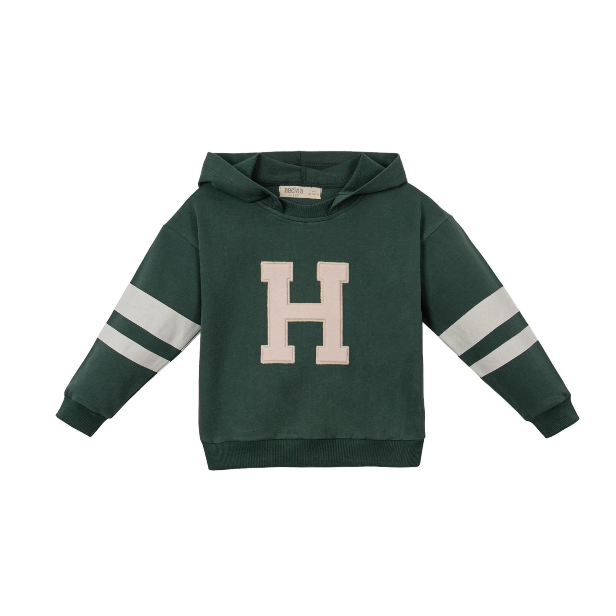 H Baskılı Kapüşonlu Erkek Bebek İkili Takım