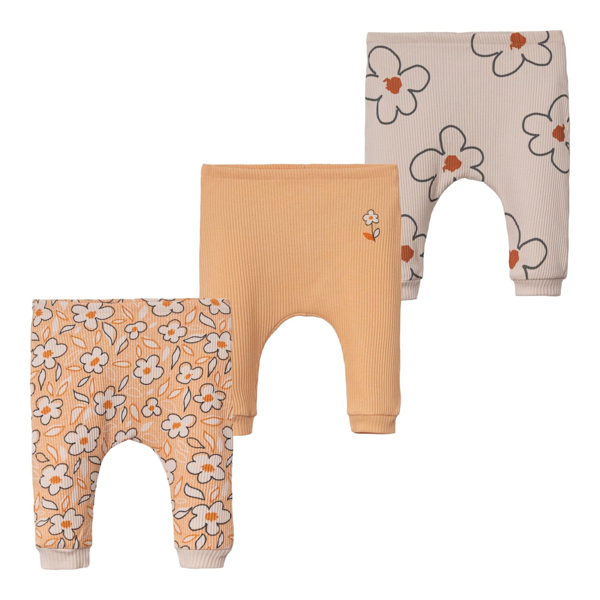 Hana Çiçek Baskılı Kız Bebek Üçlü Pantolon