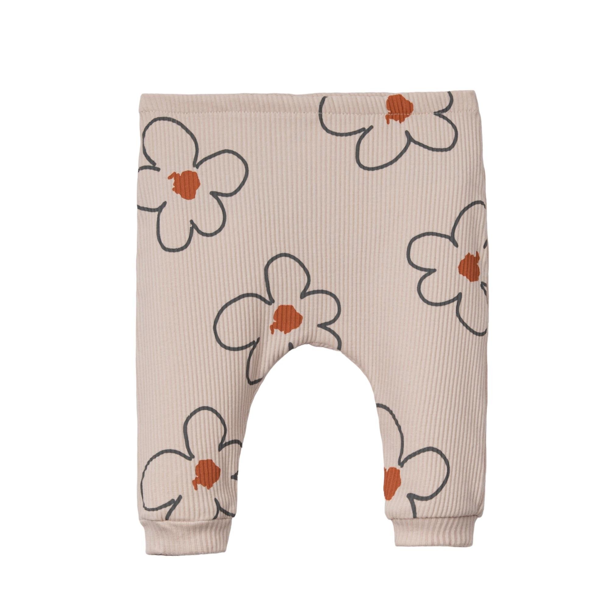 Hana Çiçek Baskılı Kız Bebek Üçlü Pantolon