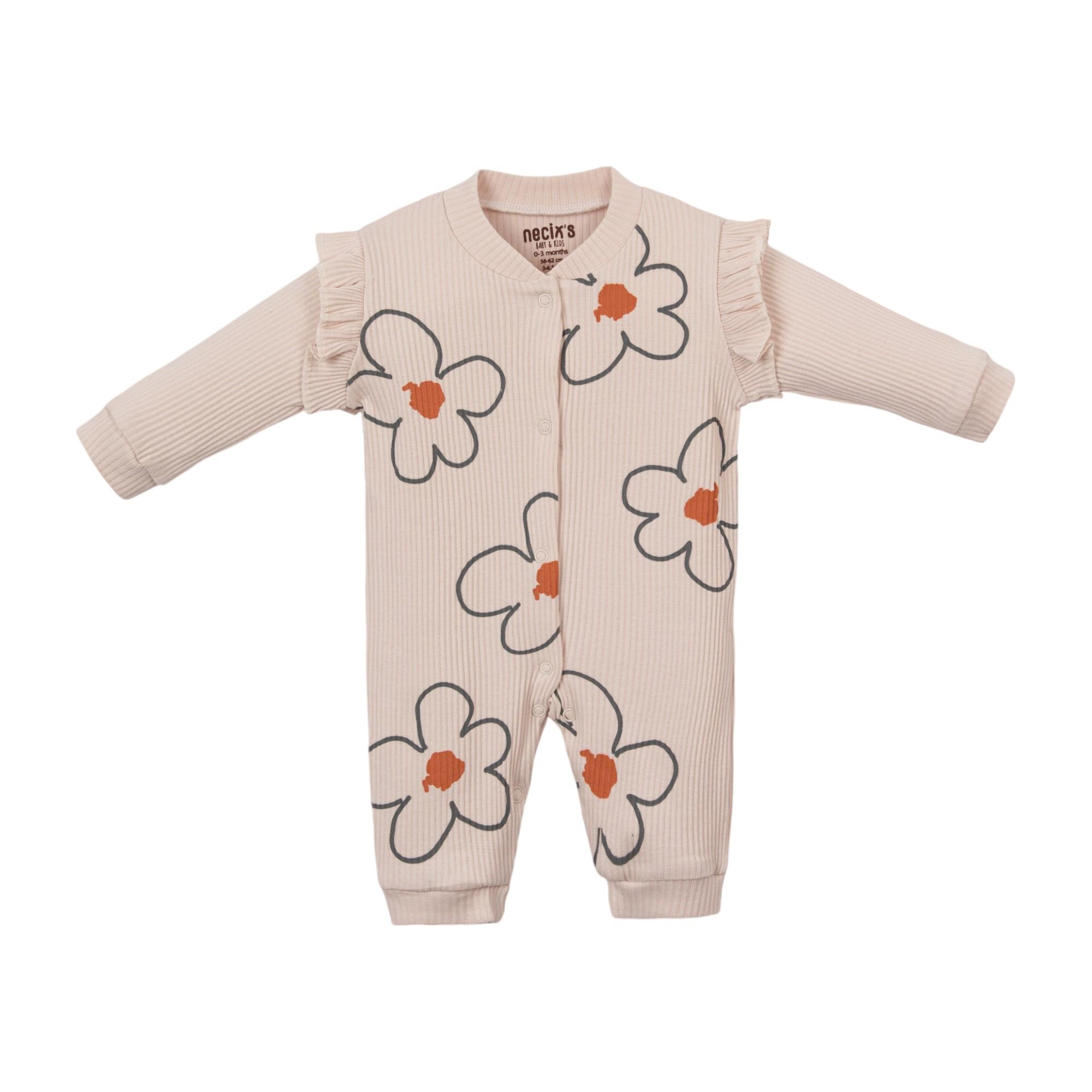 Hana Çiçek Baskılı Kız Bebek Üçlü Tulum