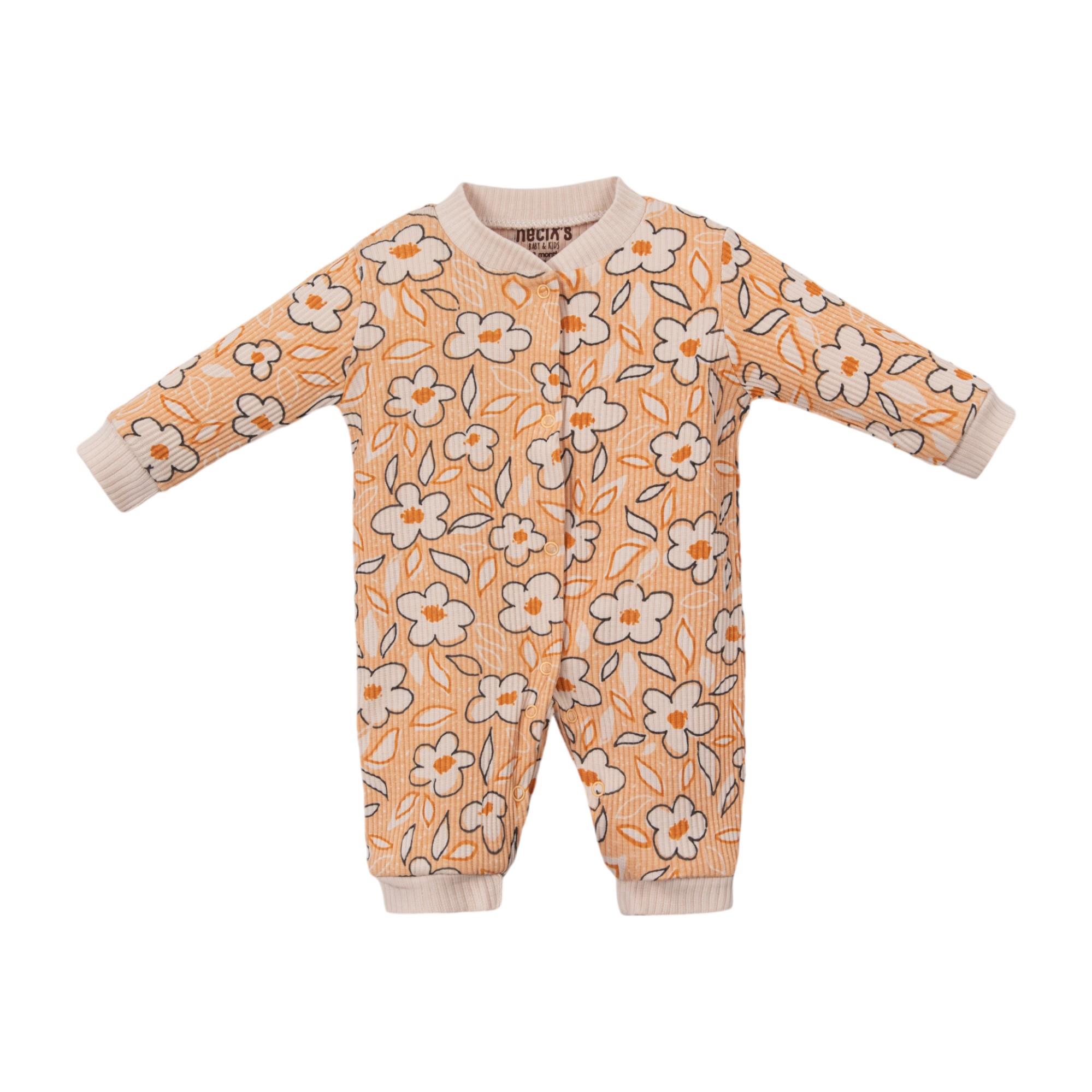 Hana Çiçek Baskılı Kız Bebek Üçlü Tulum