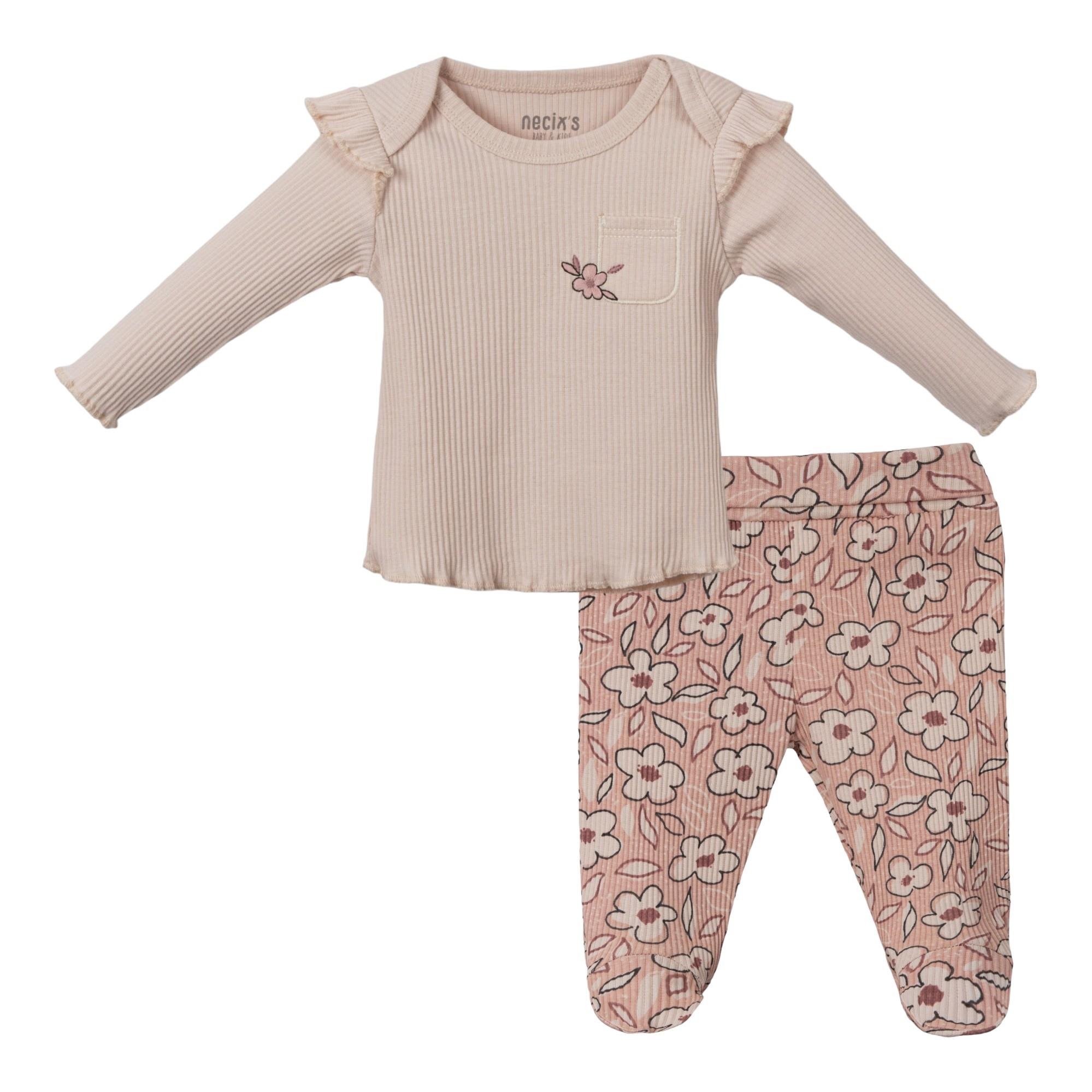 Hana Çiçek Figürlü Patikli Kız Bebek İkili Takımı
