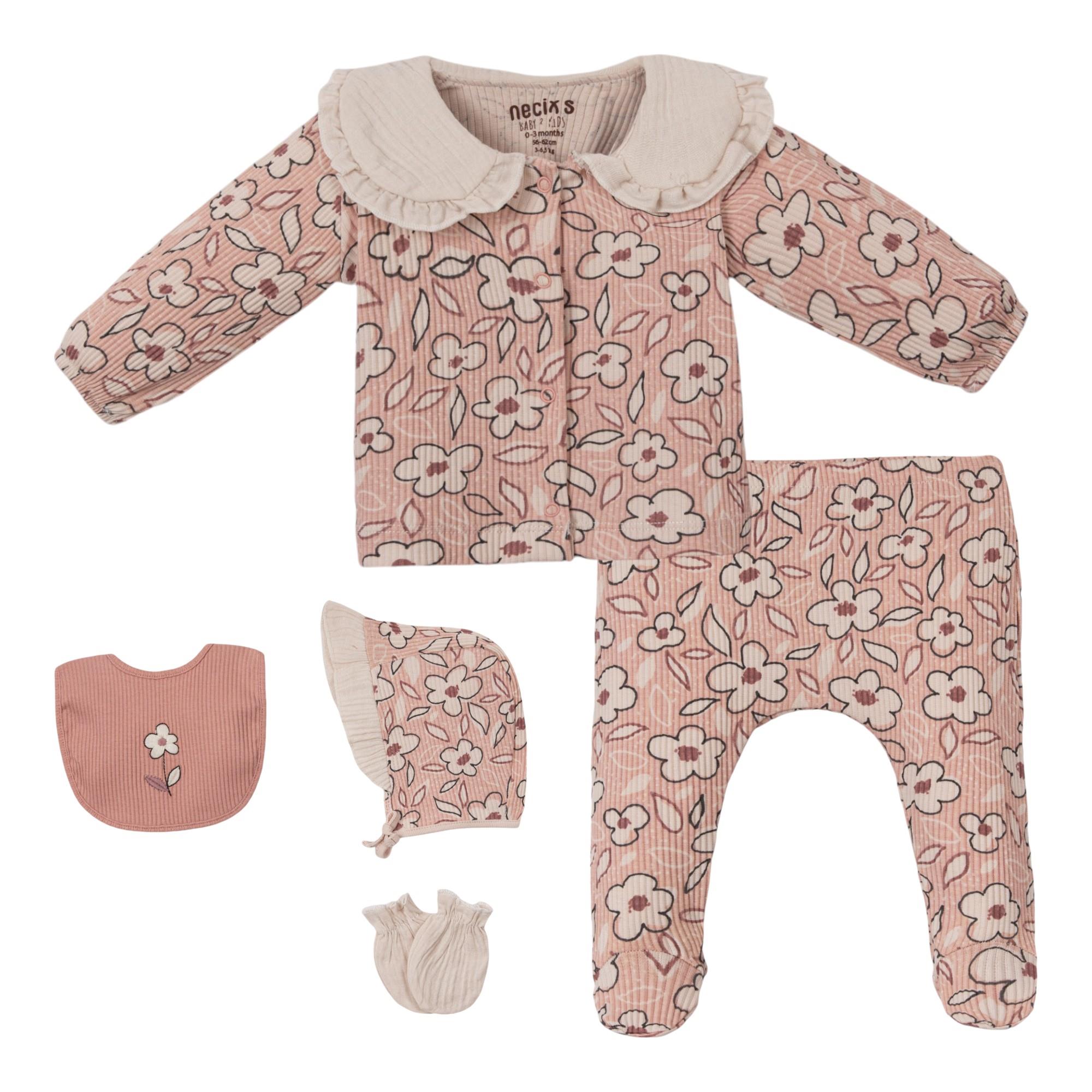 Hana Kız Bebek Hastane Çıkışı Beşli Set