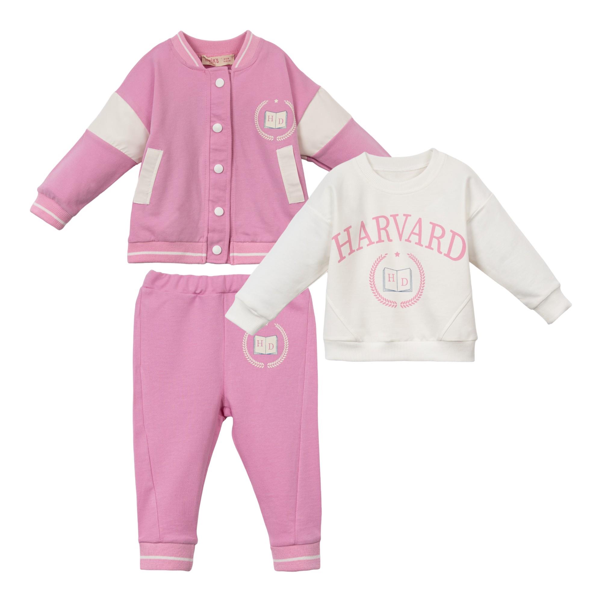 Harward Baskılı Kolej Kız Bebek Üçlü Takım