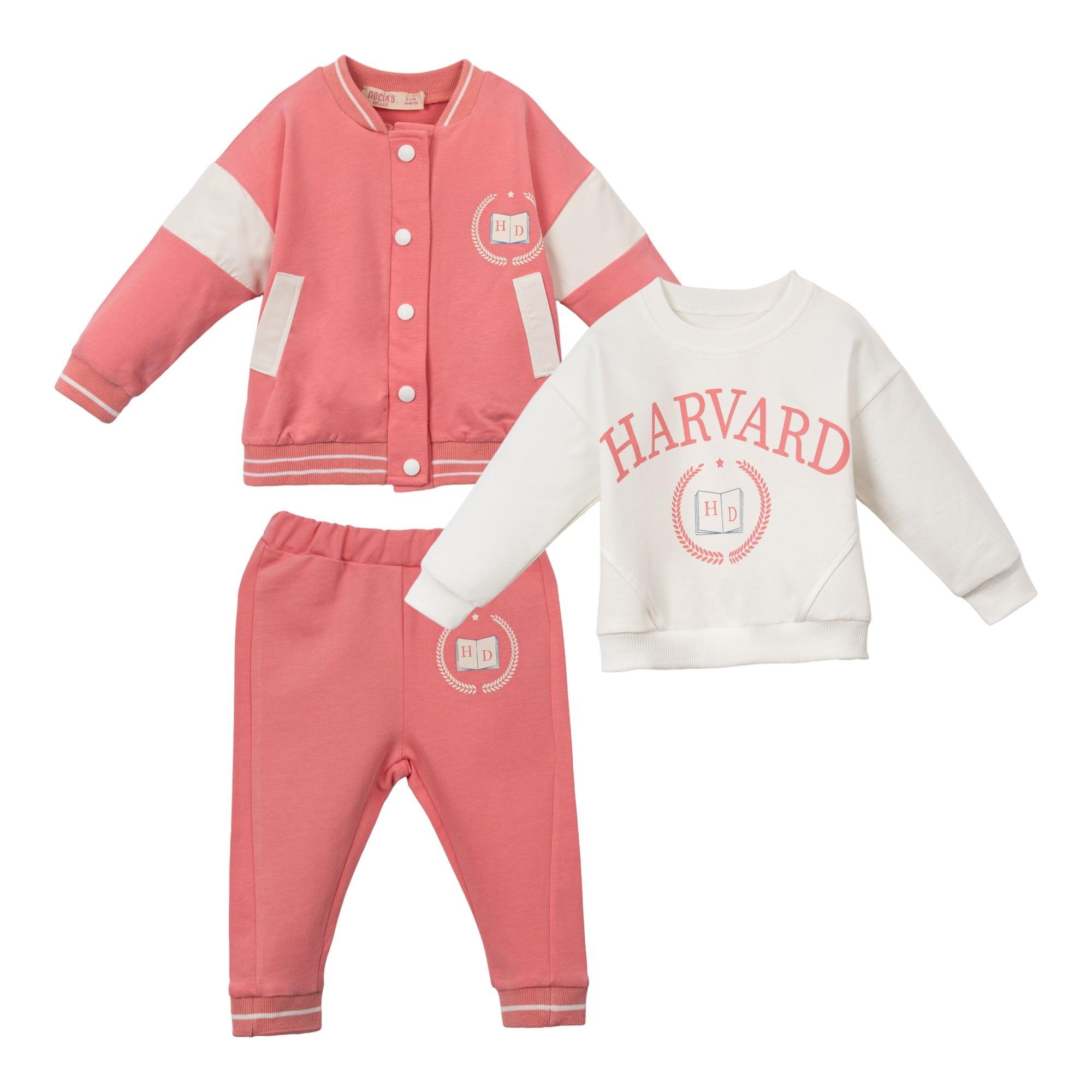 Harward Baskılı Kolej Kız Bebek Üçlü Takım