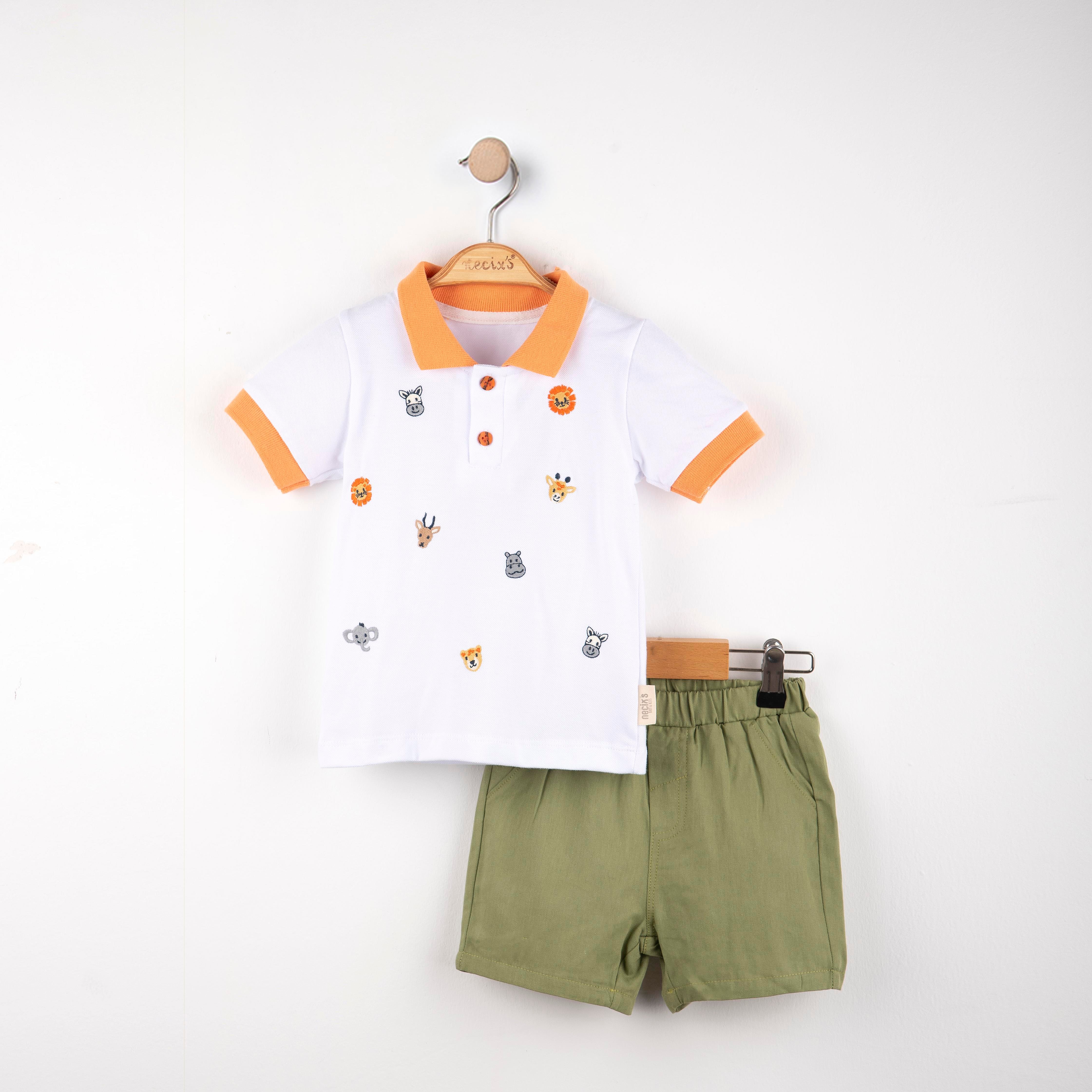 Hayvan Baskılı Erkek Bebek İkili Takım