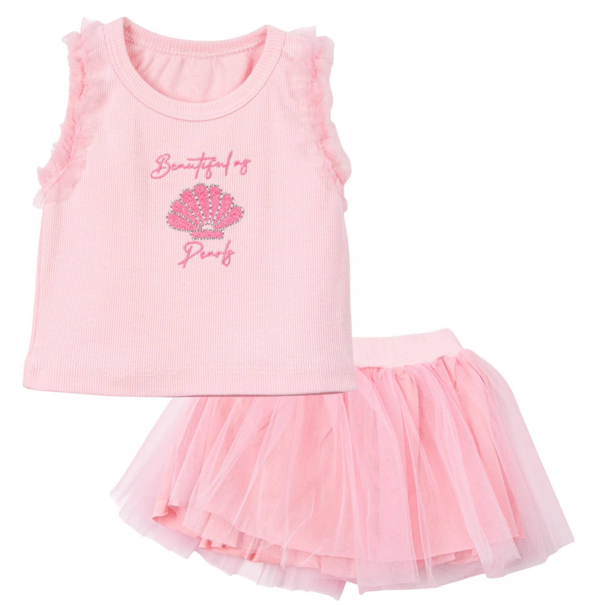 İnci Tütü Etekli Kız Bebek İkili Takım