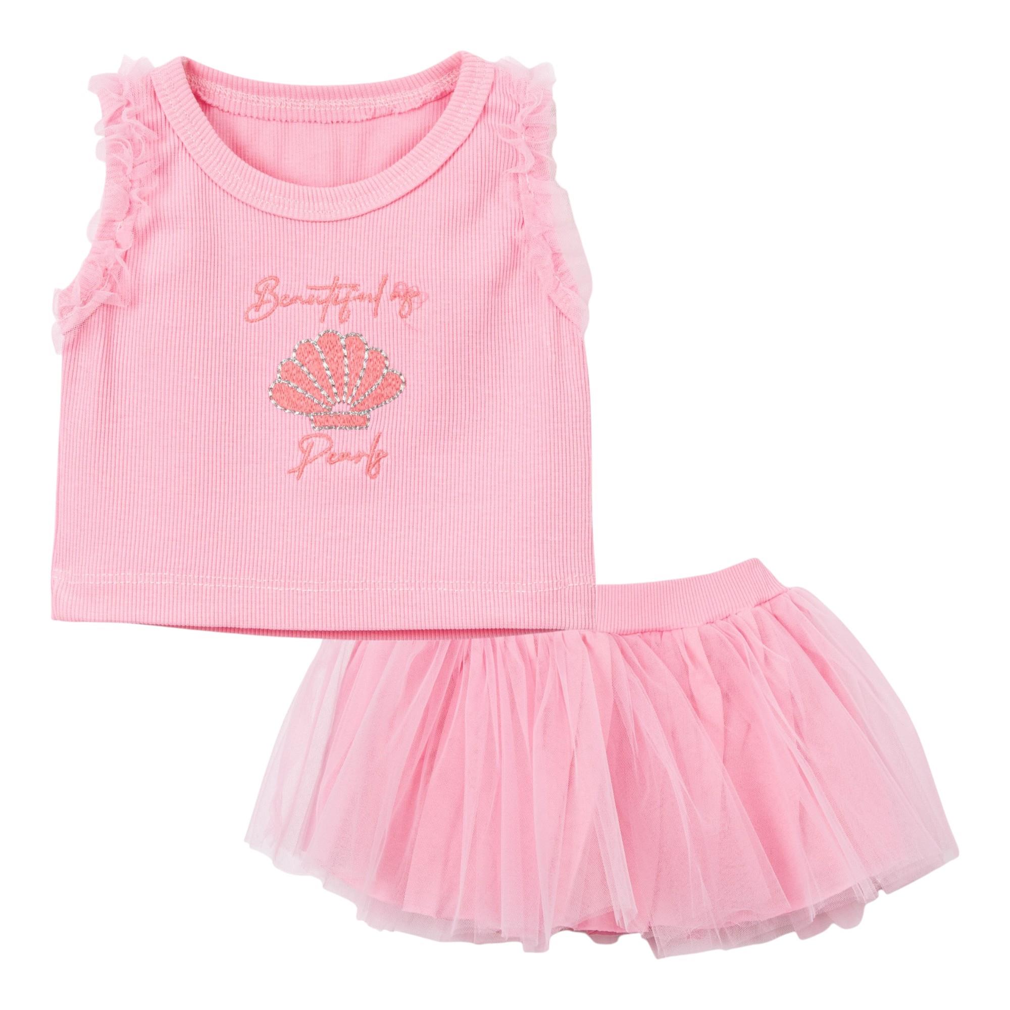 İnci Tütü Etekli Kız Bebek İkili Takım