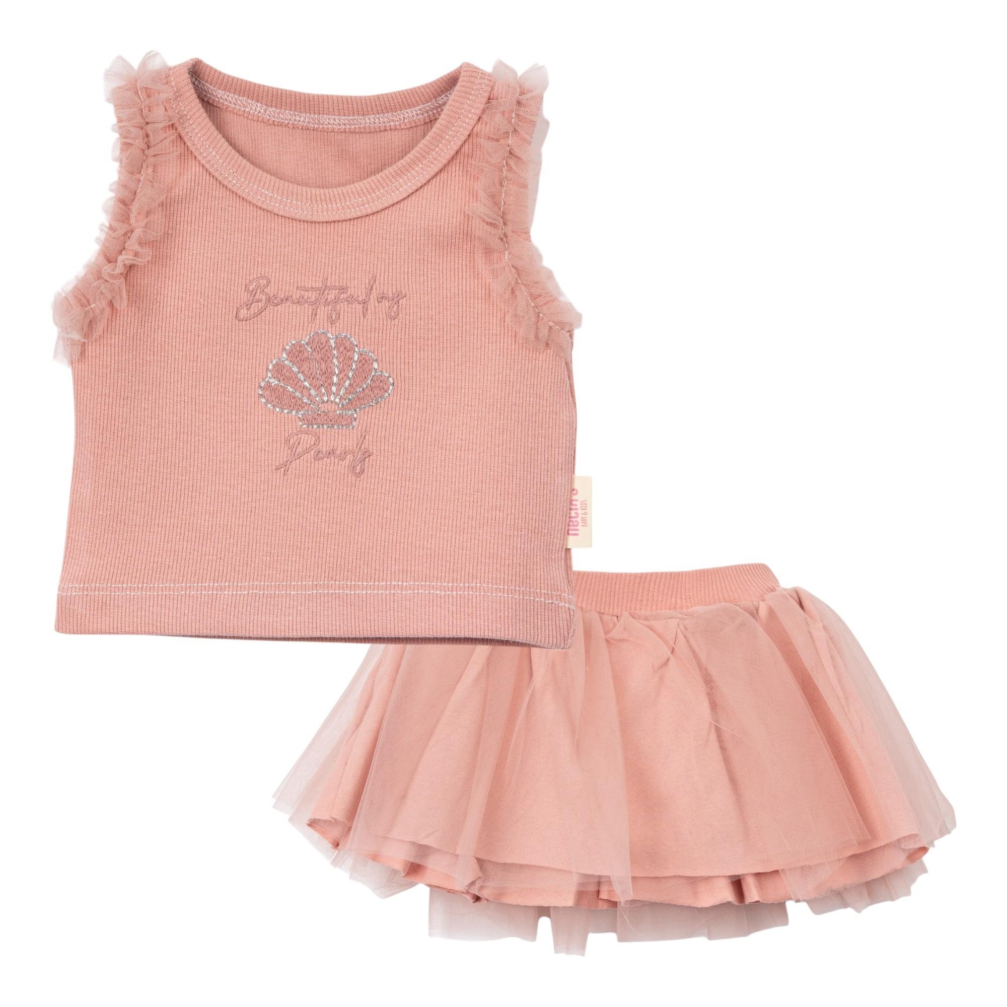 İnci Tütü Etekli Kız Bebek İkili Takım