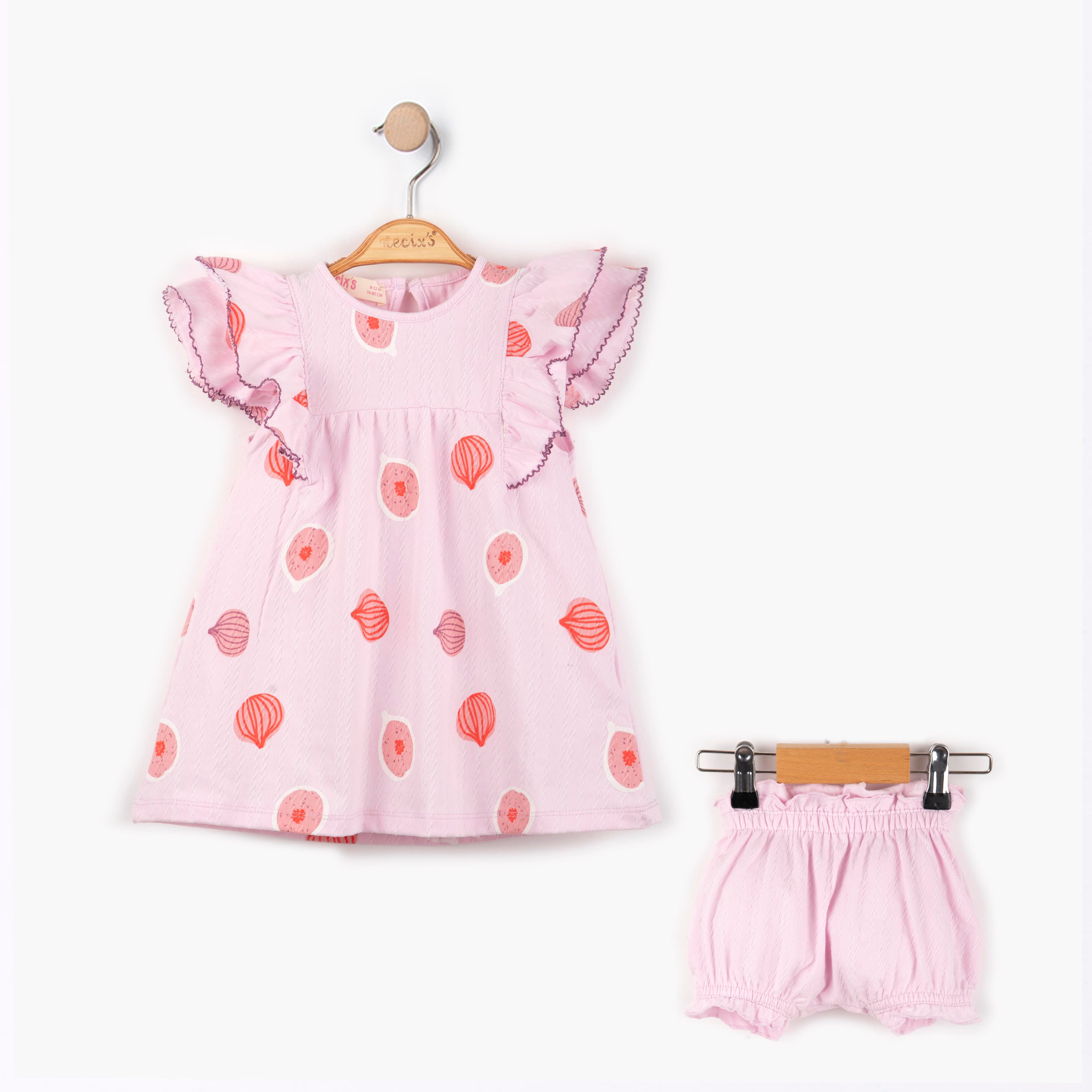 İncir Baskılı Kız Bebek Elbise