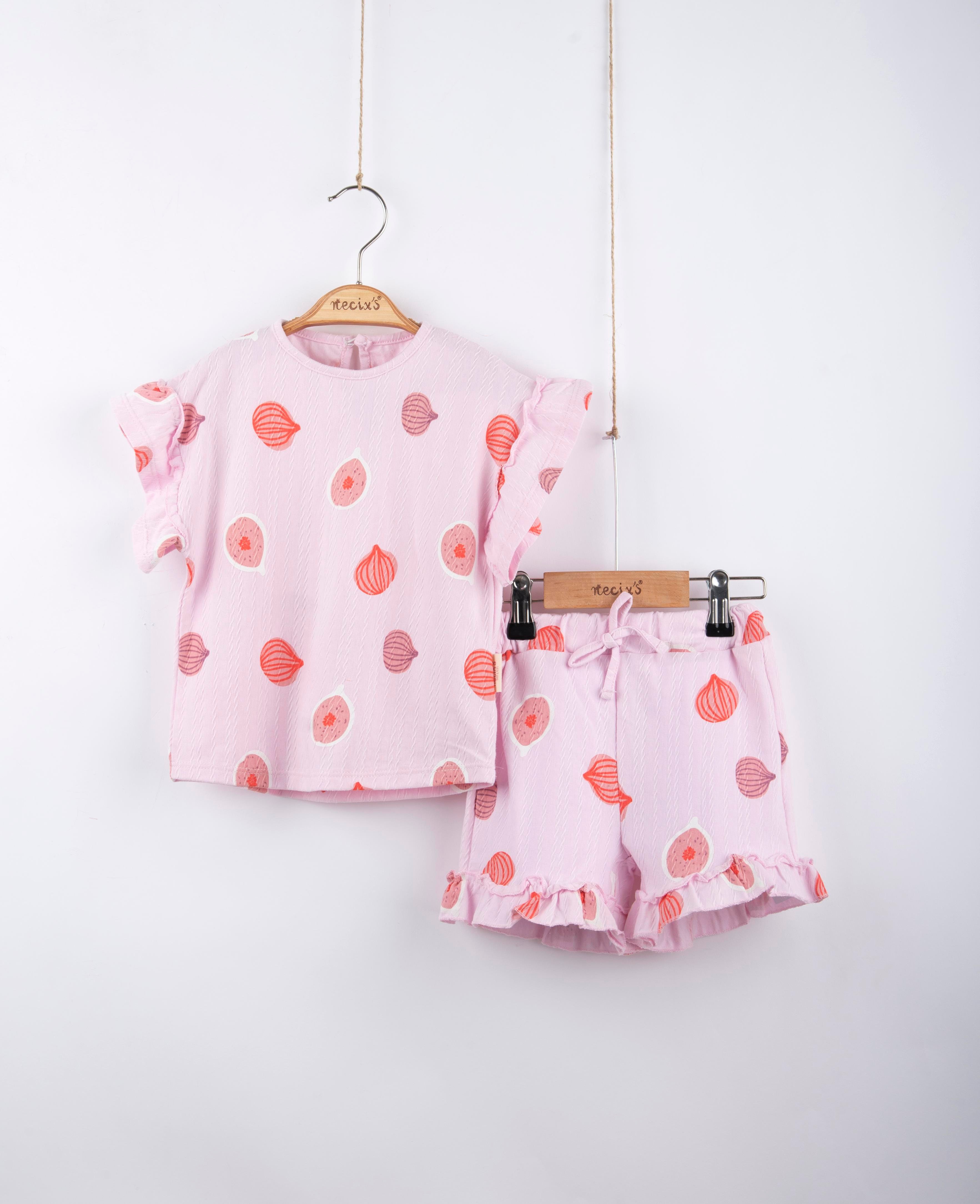 İncir Baskılı Kız Bebek İkili Takım