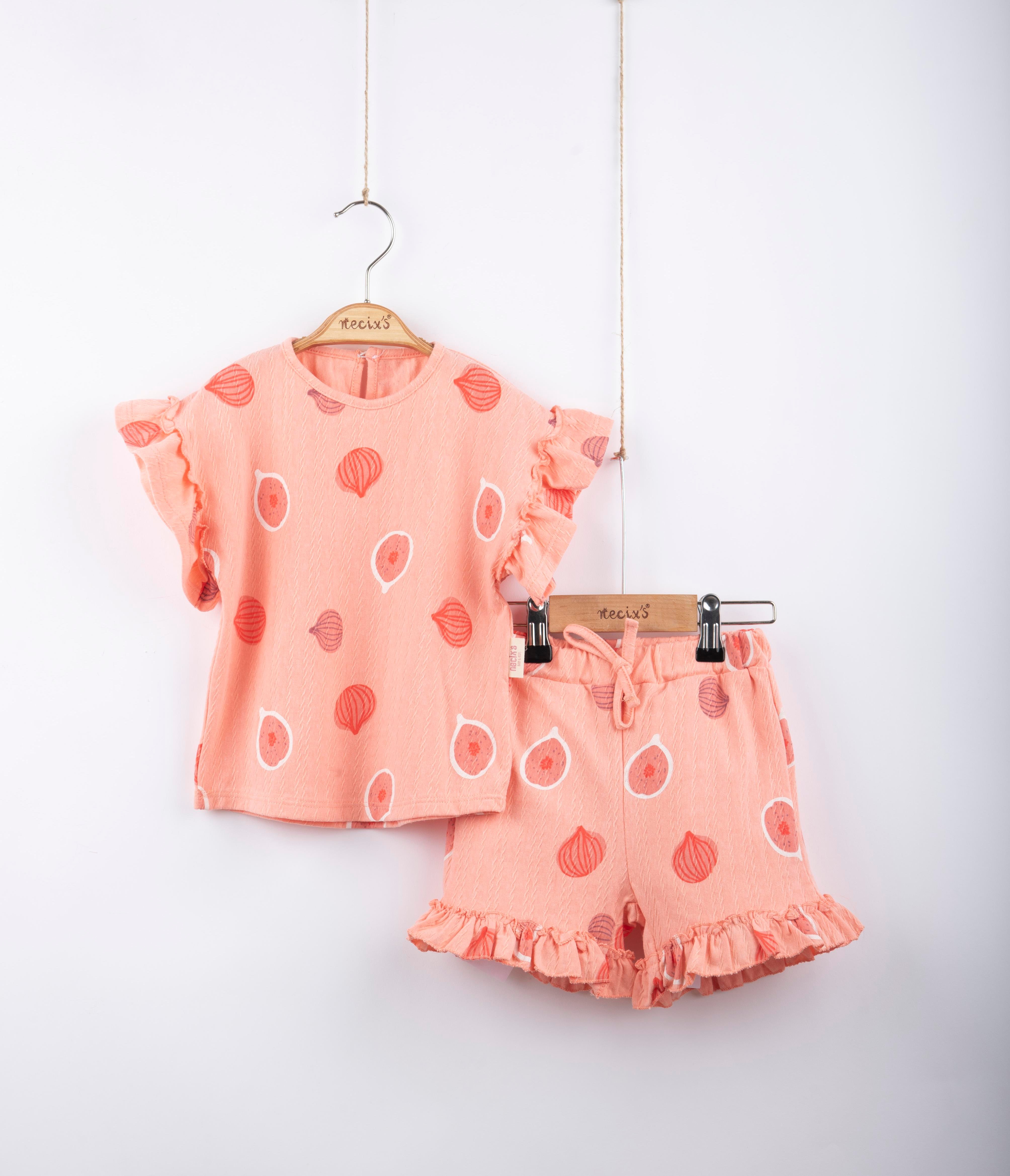 İncir Baskılı Kız Bebek İkili Takım