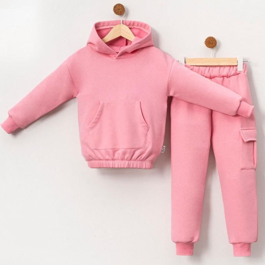 Kanguru Cepli Kız Çocuk Sweatshirtli İkili Takım
