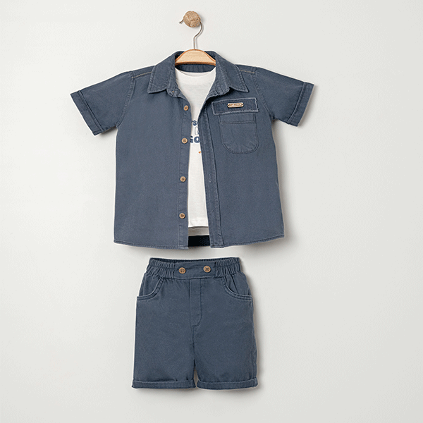 KARAVAN ERKEK BEBEK GÖMLEKLİ ŞORTLU 3 LÜ TAKIM 2-5 Y