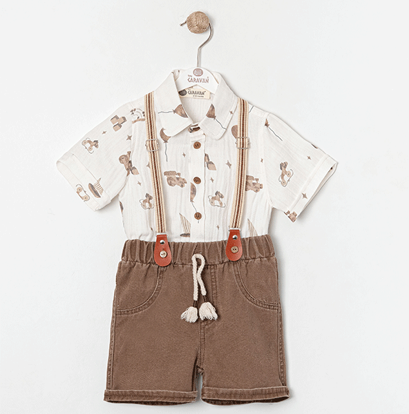 KARAVAN ERKEK BEBEK GÖMLEKLİ ŞORTLU TAKIM 6-24 M