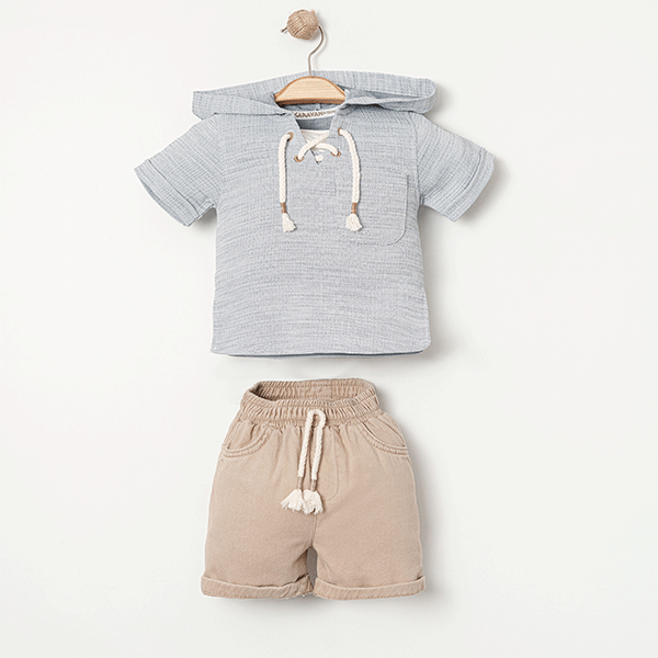 KARAVAN ERKEK BEBEK KAPÜŞİYONLU  ŞORTLU TAKIM 6-24 M