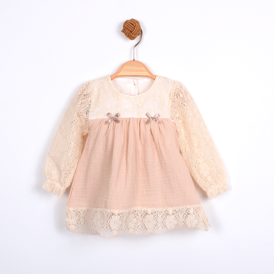 KARDELYA BEBE DANTELLİ KIZ BEBEK ELBİSE