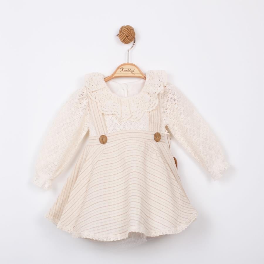 KARDELYA BEBE KIZ BEBEK ÇİZGİLİ KLOŞ ELBİSE
