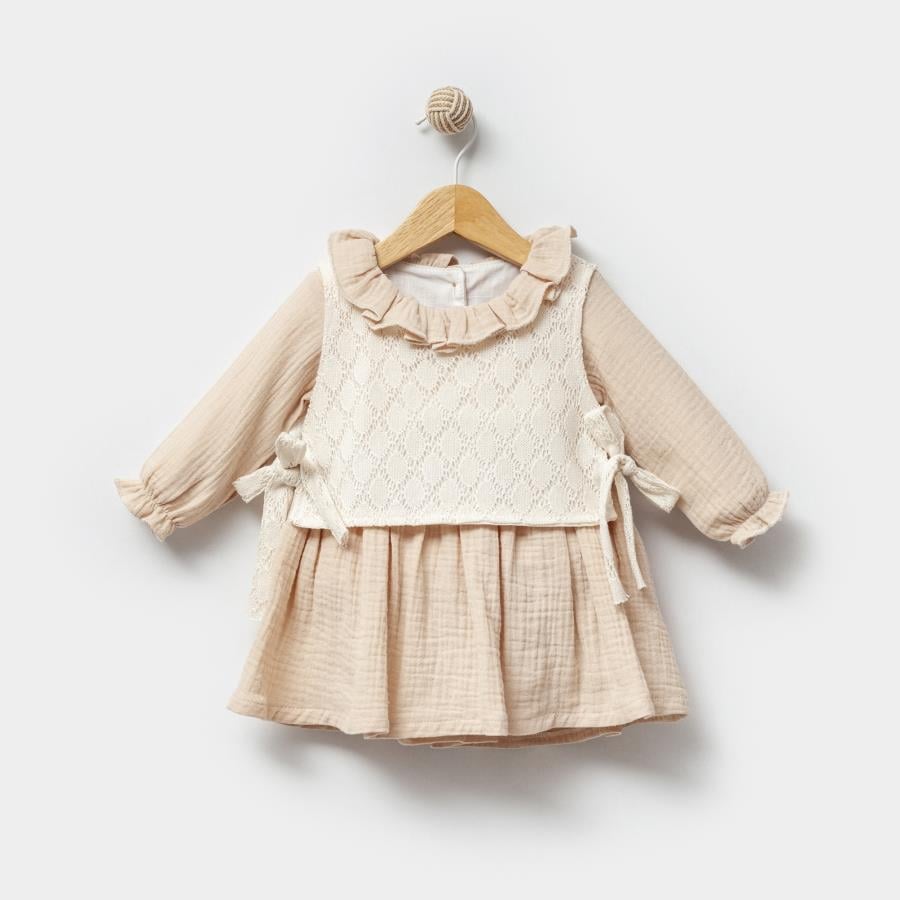 KARDELYA BEBE YELEKLİ KIZ BEBEK ELBİSE
