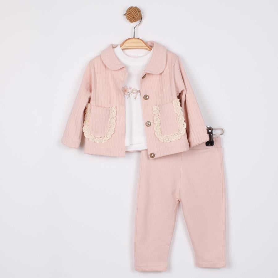 KARDELYA CEP DANTELLİ  KIZ BEBEK  3 LÜ TAKIM